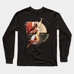 Nambe 1920's Art Deco Indian Moon Pin Up Girl Retro Stand Strong Long Sleeve T-Shirt